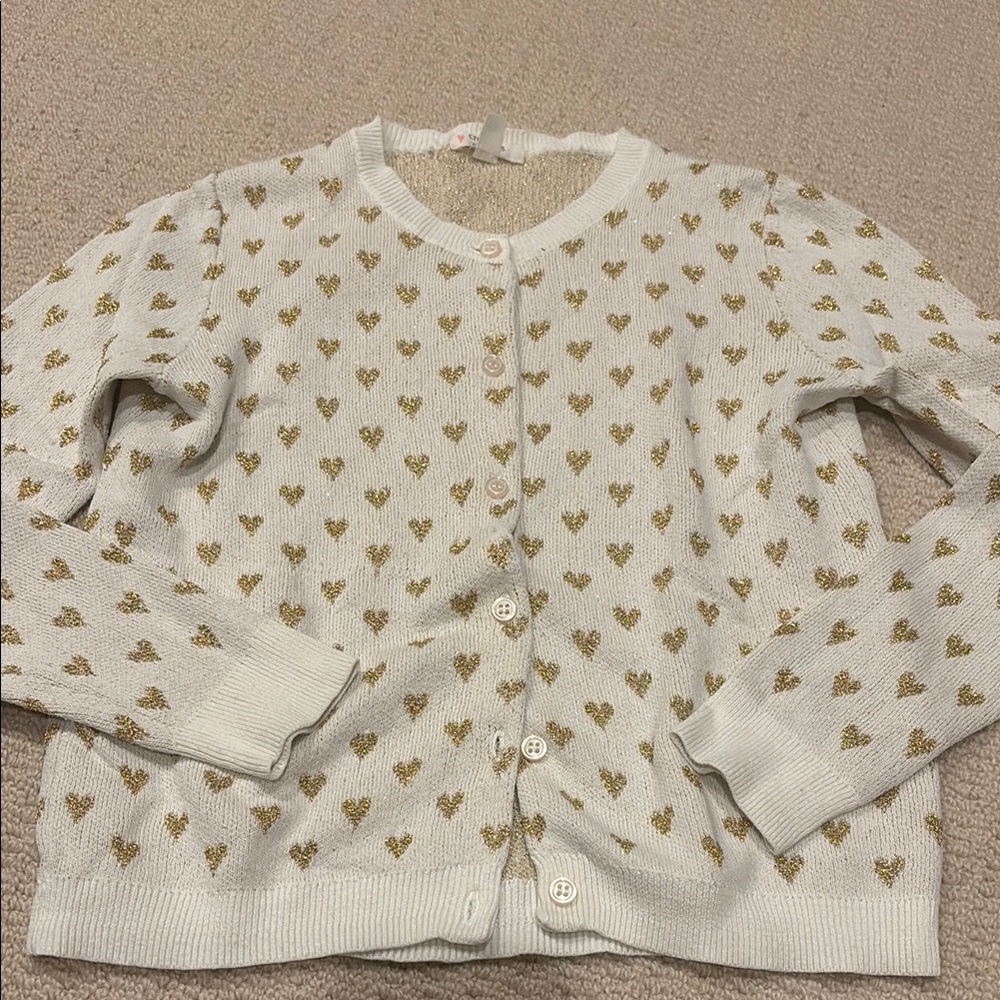 Crewcuts Cream and Gold Sparkle Cardigan